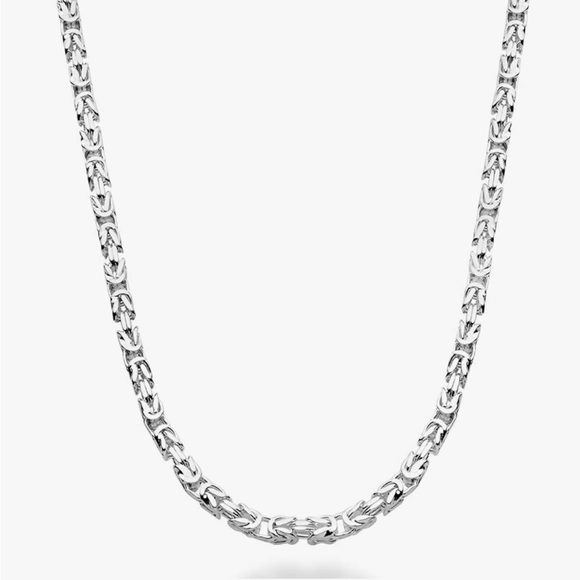 Italian Solid 925 Sterling Silver 3mm Square Byzantine Chain Unisex Necklace - Picture 10 of 12